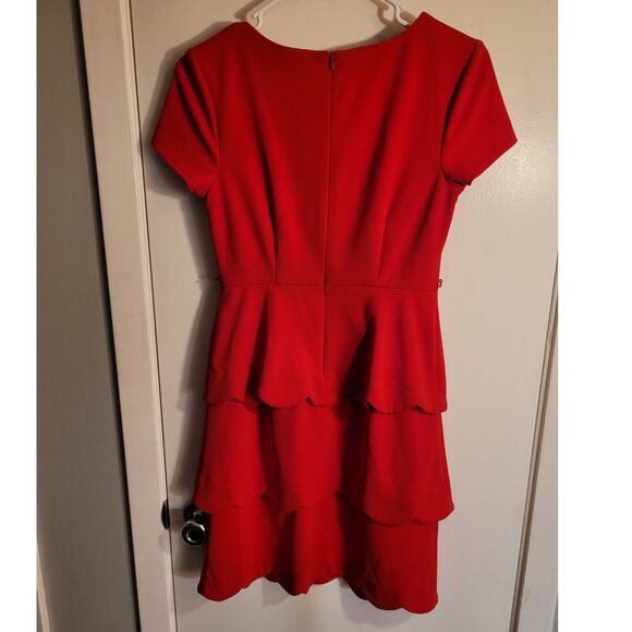 Alyx Petite Womens 2P Red Tiered Ruffle Tulip Hem Layered Cocktail Party Dress - Picture 11 of 11